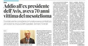 Addio all'ex presidente dell'Avis, aveva 70 anni. Vittima del mesotelioma - Immagine: 1