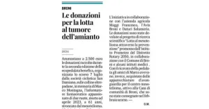 Le donazioni per la lotta al tumore dell'amianto - Immagine: 1