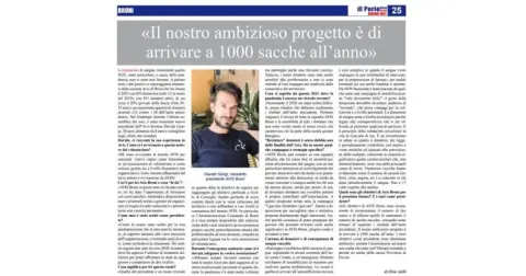 Il nostro ambizioso progetto è di arrivare a 1000 sacche all'anno