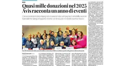 Quasi mille donazioni nel 2025, Avis racconta un anno di eventi